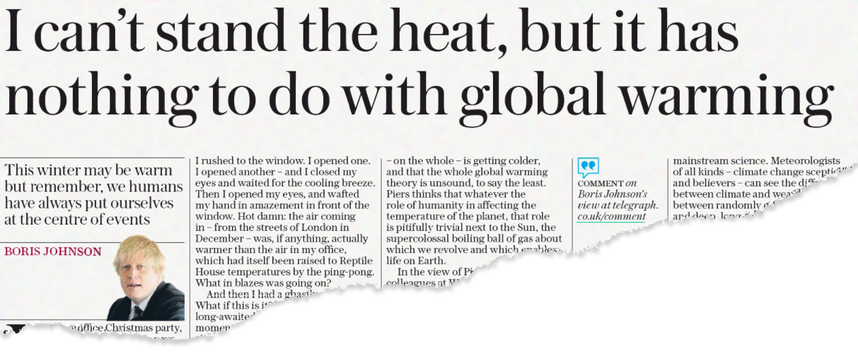 A Boris Johnson column published by the Daily Telegraph on 21 December 2015