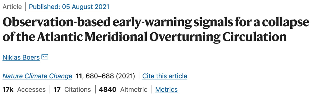 Observation based early warning signals for a collapse of the Atlantic Meridional Overturning Circulation