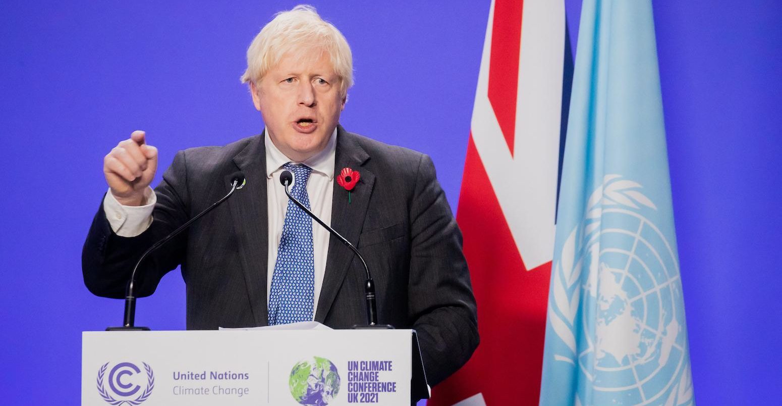 UK Prime Minister, Boris Johnson, speaks during a press conference at COP26 in Glasgow