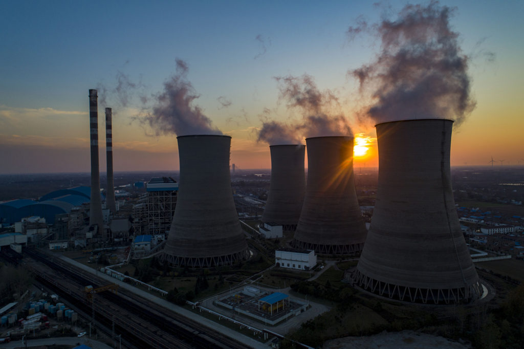 A coal-fired power plant in Huai’an city of Jiangsu province, eastern China, boosting its production capacity amid power shortages on 9 November 2021. Credit: Oriental Image
