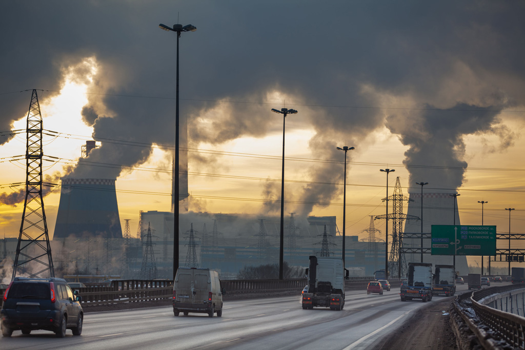 City ringway air pollution from power plants in Saint-Petersburg, Russia
