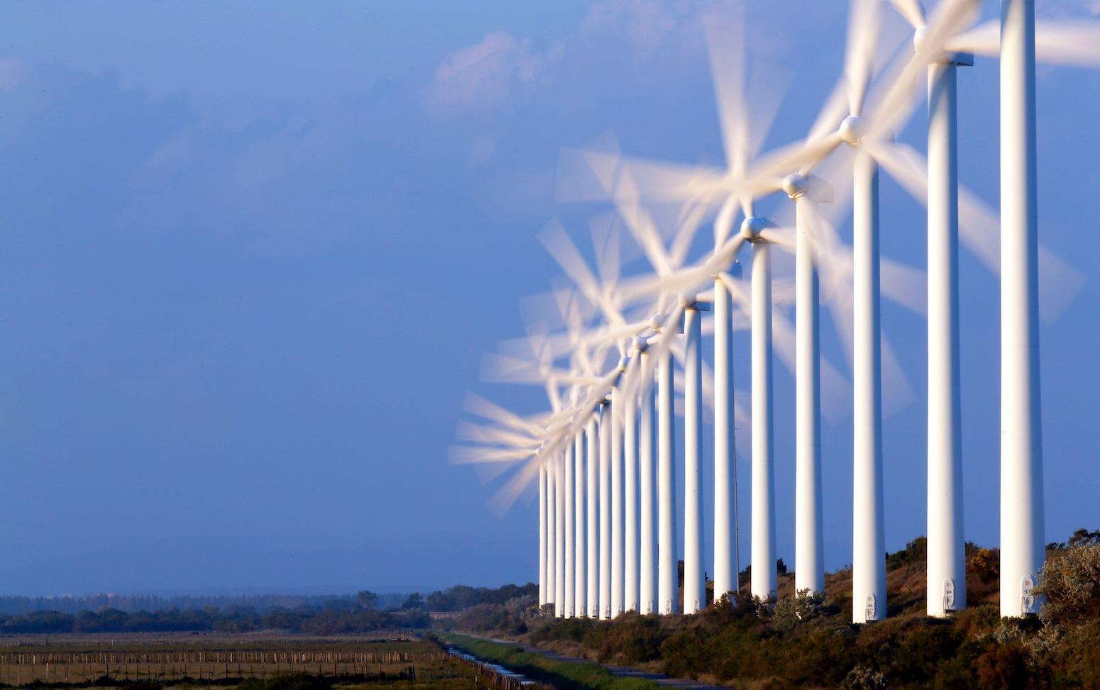 Wind turbines near Port Saint Louis du Rhone, France