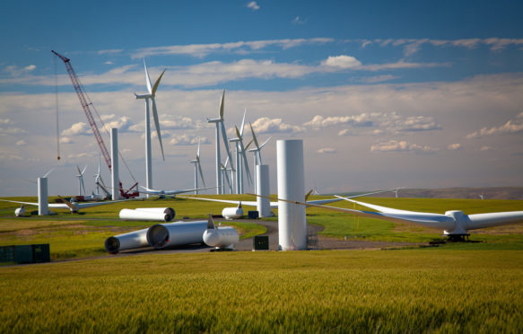 美国华盛顿的下蛇河风能项目中的风力涡轮机