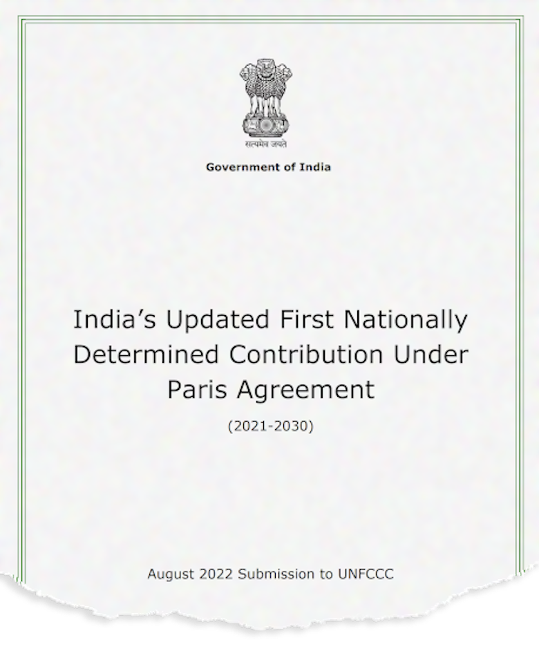 The cover page of India’s updated NDC submitted to UN Climate Change. P