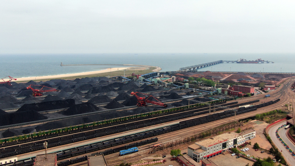 Coal being stored at the port of Rizhao in Shandong province, China
