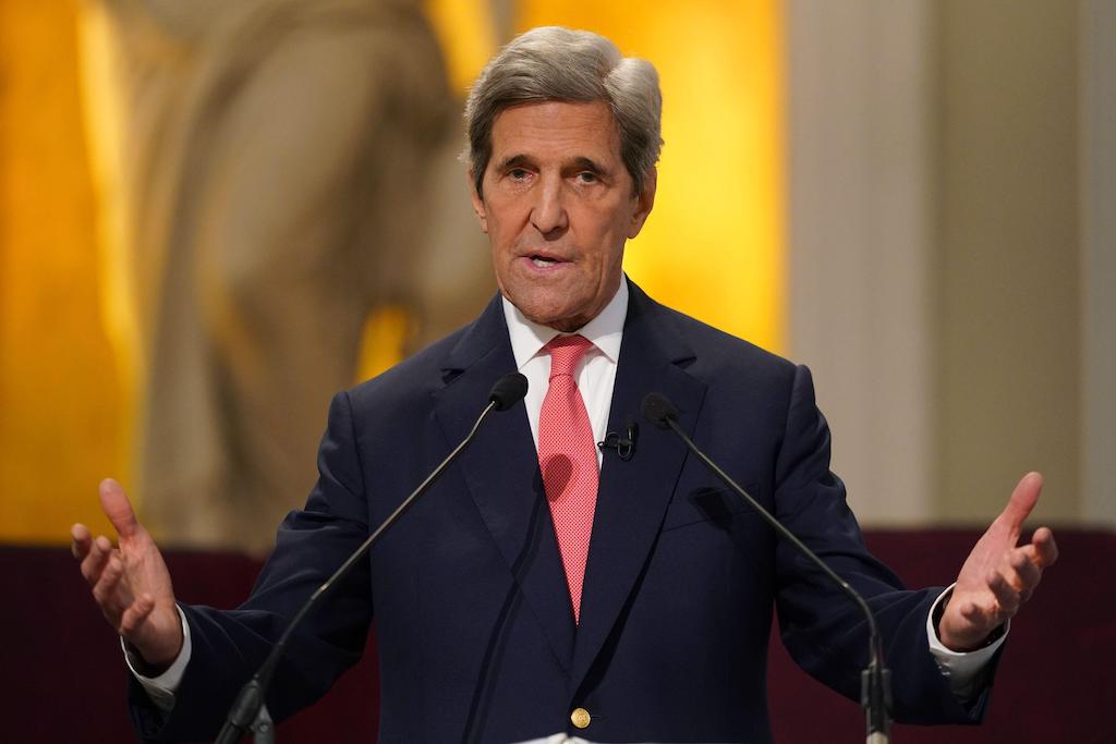 John Kerry, US Special Presidential Envoy for Climate, speaks during the Net Zero Delivery Summit at the Mansion House, London, May 11 2022.