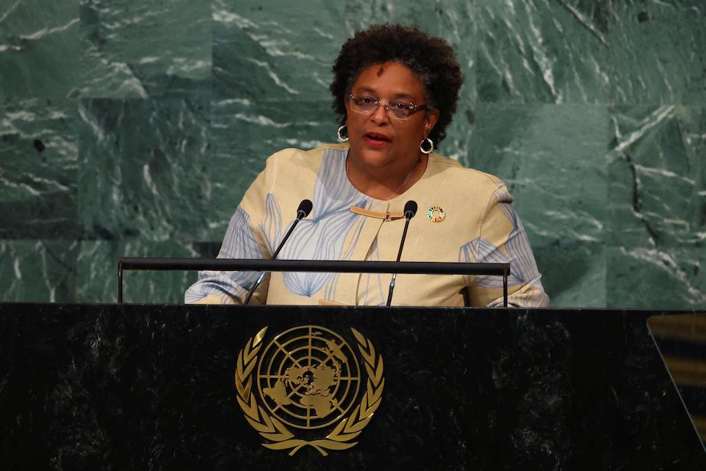 Prime Minister of Barbados Mia Mottley addresses the 77th Session of the United Nations General Assembly at UN headquarters in New York City, USA, September 22 2022.