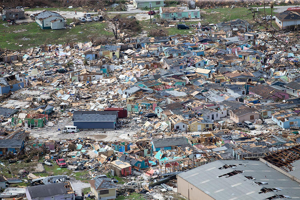Destruction from Hurricane Dorian at Marsh Harbour in Great Abaco Island, Bahamas, September 4 2019.