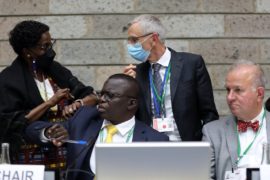 UN Biodiversity’s executive secretary Elizabeth Maruma Mrema and deputy secretary David Cooper, with Francis Ogwal and Basil Van Havre, WG2020 co-chairs.