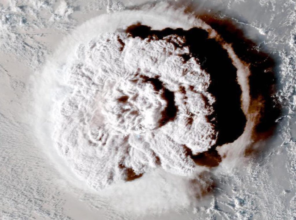 The volcanic plume from the Hunga Tonga-Hunga Ha’apai eruption, 15 January 2022.