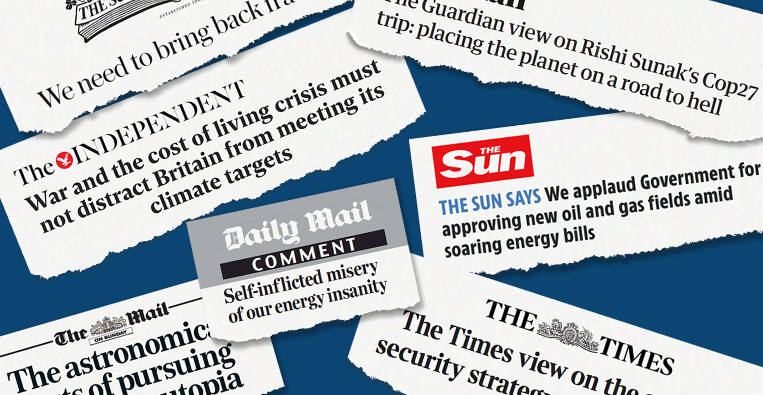 Analysis: How UK newspapers commented on energy and climate change in 2022 hero montage