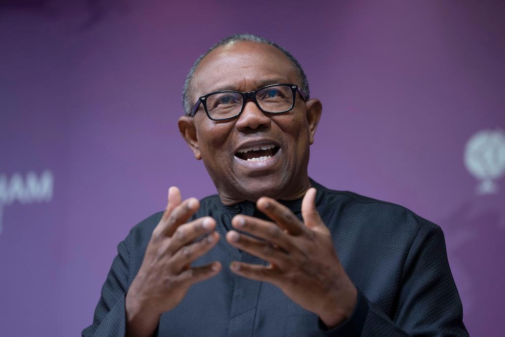 Nigeria's Labour Party's presidential candidate Peter Obi speaks during an election forum at Chatham House in London, 16 January 2023.