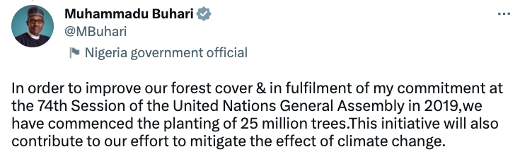 @MBuhari tweet screenshot trees