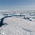 Broken pieces of Arctic sea ice north of Svalbard, Norway.