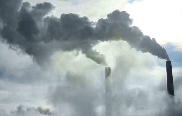 Air pollution from processing plant.