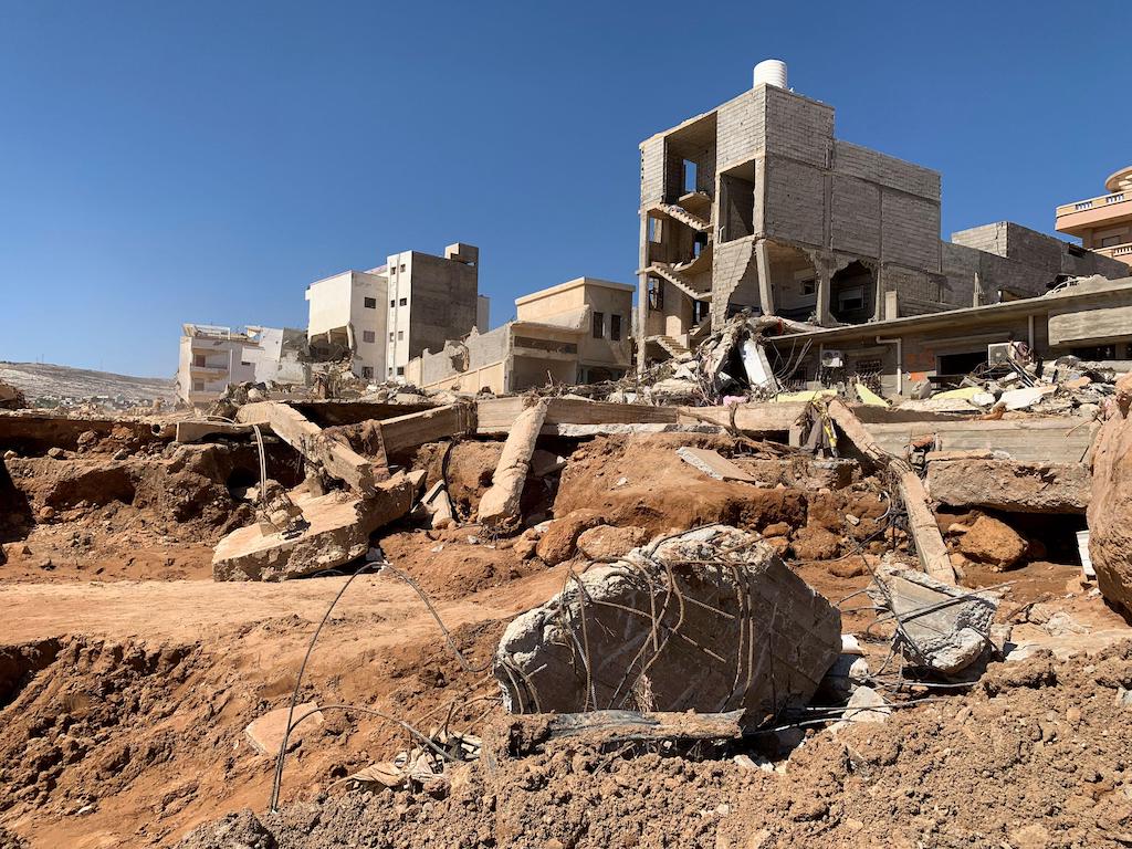 Aftermath of flooding in Derna, Libya, 14 September 2023.